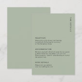 Minimal Sage Green Modern Simple Wedding Details Begleitkarte (Vorne/Hinten)