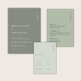 Minimal Sage Green Modern Simple Wedding Einladung
