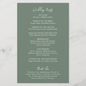 Minimal Sage Green Modern Wedding Programm (Rückseite)