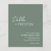 Minimal Sage Green Moderne Budget Hochzeit einlade Flyer (Vorne)