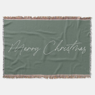 Minimal Sage Green Moderne Skript Frohe Weihnachte Decke