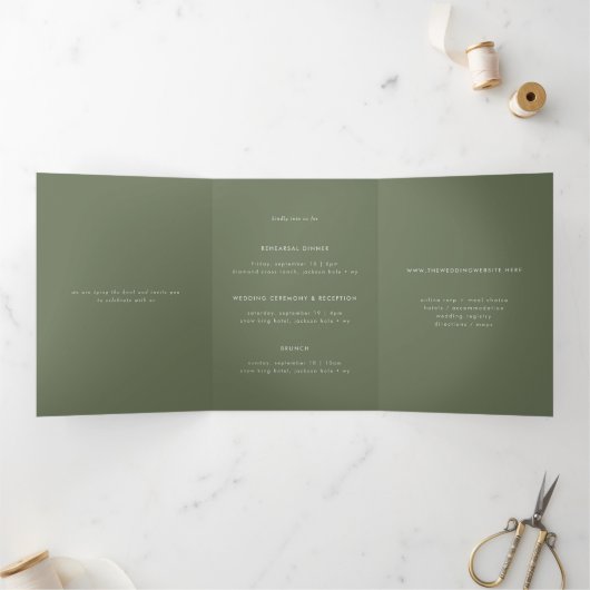 Minimal Sage Green Multi-Event Hochzeit Einladung (Innenseite)