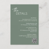 Minimal Sage Green QR Code Moderne Hochzeit Begleitkarte (Vorderseite)