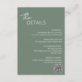 Minimal Sage Green QR Code Moderne Hochzeit Begleitkarte