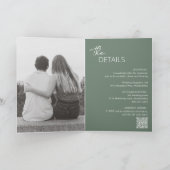 Minimal Sage Green QR Code Moderne Hochzeit Einladung (Innenseite)