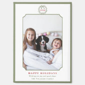 Minimal Sage Green & Red Happy Holidays Foto Magnet (Vorderseite)