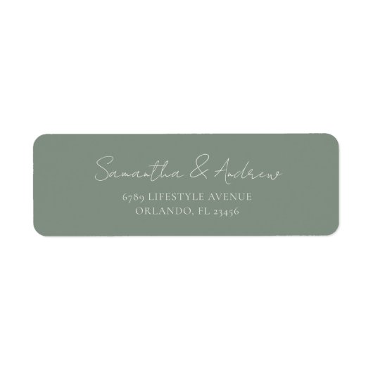 Minimal Sage Green Rücksendeadresse Wedding (Vorne)