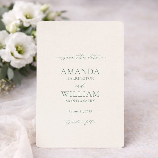 Minimal Sage Green Save the Date Card Einladung