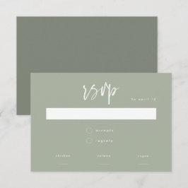 Minimal Sage Green Script Auswahl Meal Hochzeit RSVP Karte