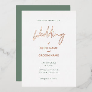 Minimal Sage Green Script Wedding Folieneinladung