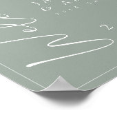 Minimal Sage Green Script Wedding Willkommenszeich Poster (Ecke)