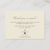 Minimal Sage Green Small Business Vielen Dank Visitenkarte (Rückseite)