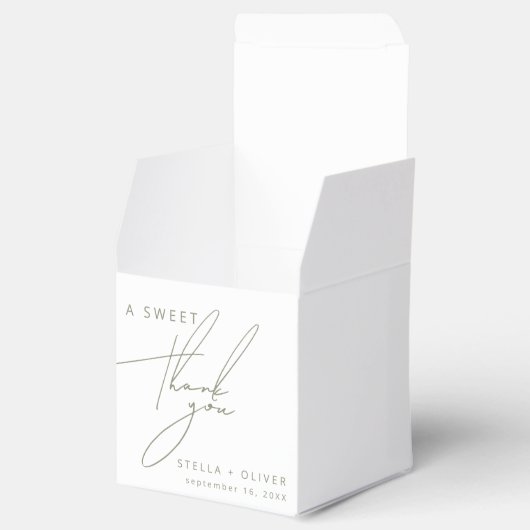 Minimal Sage Green Sweet Danke Hochzeit Geschenkschachtel (Geöffnet)