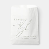 Minimal Sage Green Sweet Danke Hochzeit Geschenktütchen (Vorderseite)