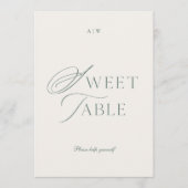 Minimal Sage Green Sweet Table Sign Einladung (Vorderseite)
