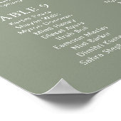Minimal Sage Green Wedding 12 Table Seating Chart Poster (Ecke)