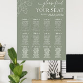 Minimal Sage Green Wedding 12 Table Seating Chart Poster (Heimbüro)