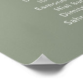 Minimal Sage Green Wedding 12 Table Seating Chart Poster (Ecke)