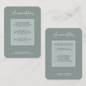 Minimal Sage Green Wedding Accommodation Begleitkarte (Vorne/Hinten)