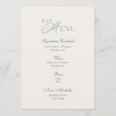 Minimal Sage Green Wedding Bar Menu Sign Einladung (Vorderseite)