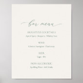Minimal Sage Green Wedding Bar Menu Sign Poster (Vorne)