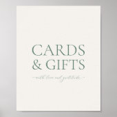 Minimal Sage Green Wedding Cards & Gifts Sign Poster (Vorne)