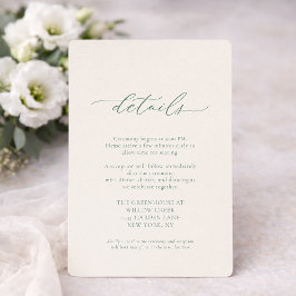 Minimal Sage Green Wedding Details Card  Einladung
