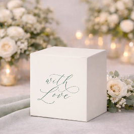 Minimal Sage Green Wedding Favor Box with Love Geschenkschachtel