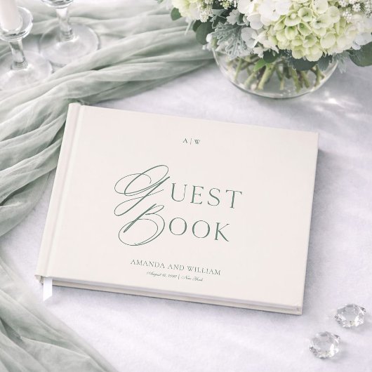 Minimal Sage Green Wedding Guest Book Gästebuch