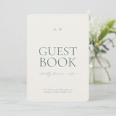 Minimal Sage Green Wedding Guest Book Sign Einladung (Stehend Vorderseite)