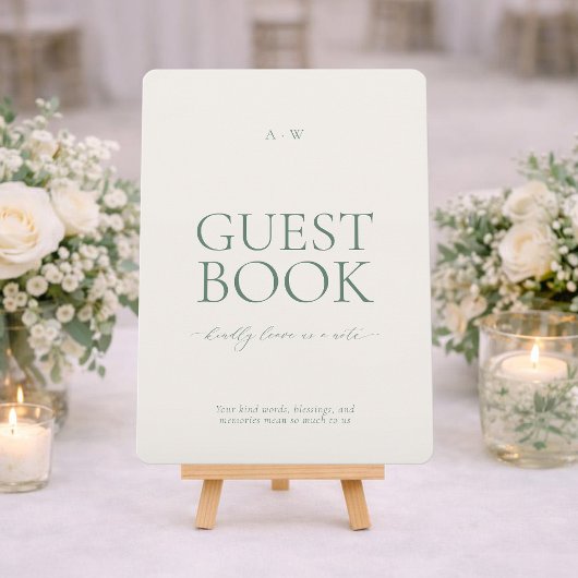 Minimal Sage Green Wedding Guest Book Sign Einladung