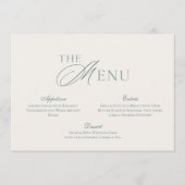 Minimal Sage Green Wedding Menu Card Einladung (Vorderseite)
