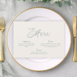 Minimal Sage Green Wedding Menu Card Einladung