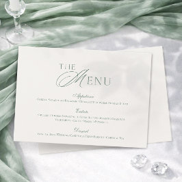 Minimal Sage Green Wedding Menu Card Einladung