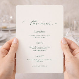 Minimal Sage Green Wedding Menu Card Einladung