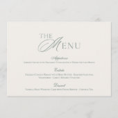 Minimal Sage Green Wedding Menu Card Einladung (Vorderseite)