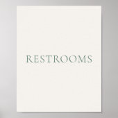 Minimal Sage Green Wedding Restrooms Sign Poster (Vorne)