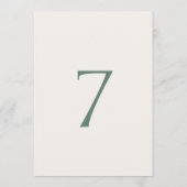 Minimal Sage Green Wedding Table Number Card Dankeskarte (Rückseite)