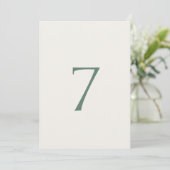 Minimal Sage Green Wedding Table Number Card Dankeskarte (Stehend Vorderseite)