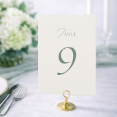 Minimal Sage Green Wedding Table Numbers 1–19 Dankeskarte