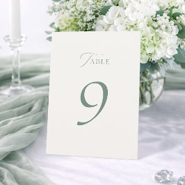 Minimal Sage Green Wedding Table Numbers 1–19 Dankeskarte