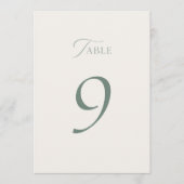 Minimal Sage Green Wedding Table Numbers 1–19 Dankeskarte (Vorderseite)