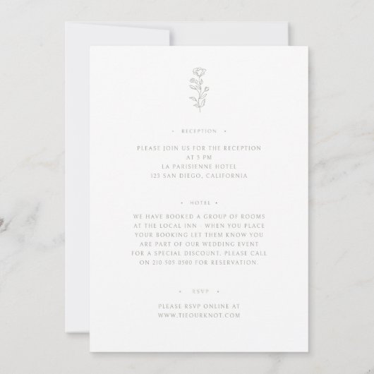 Minimal Sage Green White Front & Back Wedding Einladung (Rückseite)