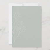 Minimal Sage Green White Wildblumen Hochzeit Einladung (Rückseite)