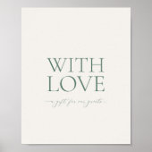 Minimal Sage Green “With Love” Wedding Favor Sign Poster (Vorne)