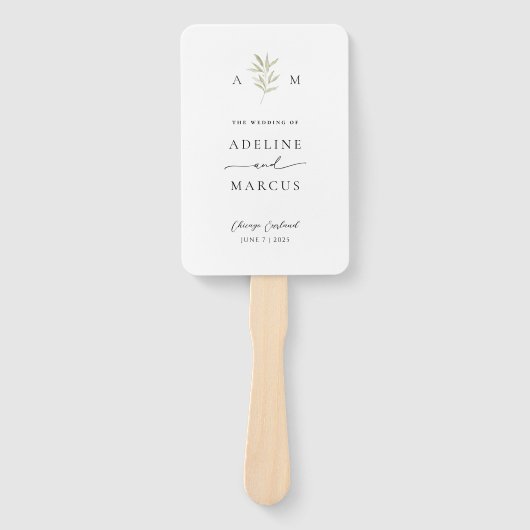 Minimal Sage Greenerity Wedding Programm Fächer (Vorderseite)