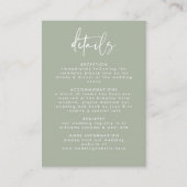 Minimal Sage Grünhandgeschriebenes Skript Hochzeit Begleitkarte (Vorderseite)