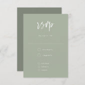Minimal Sage Grünhandgeschriebenes Skript Hochzeit RSVP Karte (Vorne/Hinten)