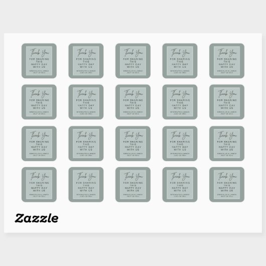 Minimal Sage Hochzeit Danke Stickers (Blatt)