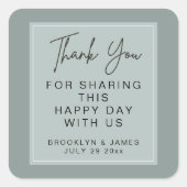 Minimal Sage Hochzeit Danke Stickers (Vorderseite)